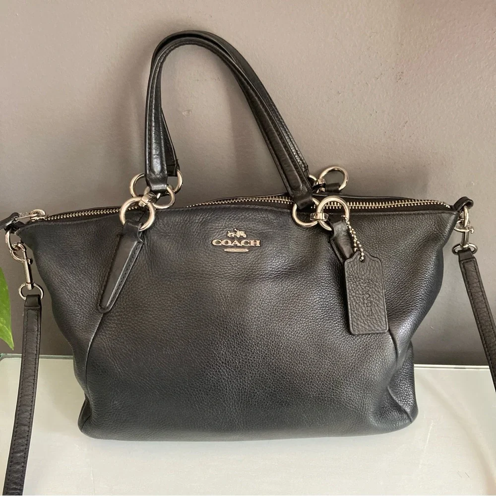 Coach Black Leather Kelsey Satchel Crossbody Bag